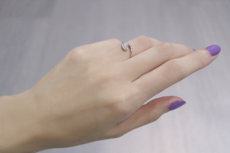 簡約S鑽石戒指 - 戒指 - 其他金屬 銀色