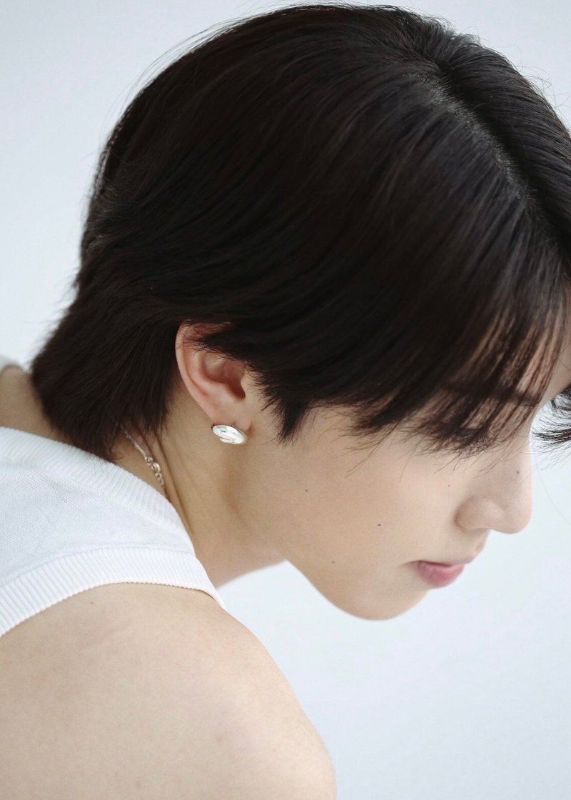 river jade earring 川玉 耳環 - 耳環/耳夾/耳骨夾 - 純銀 銀色