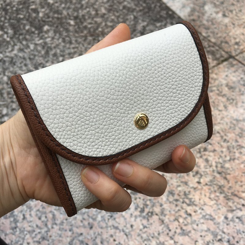 Simple Leather wallet-white - กระเป๋าสตางค์ - หนังแท้ ขาว