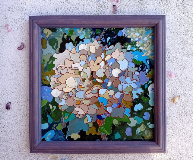 【アート】　花　絵画　インテリア　アクリル画　BAEZ3 アクリル/キャンバスF3 #アクリル画 #絵画 #点描画 #風景画