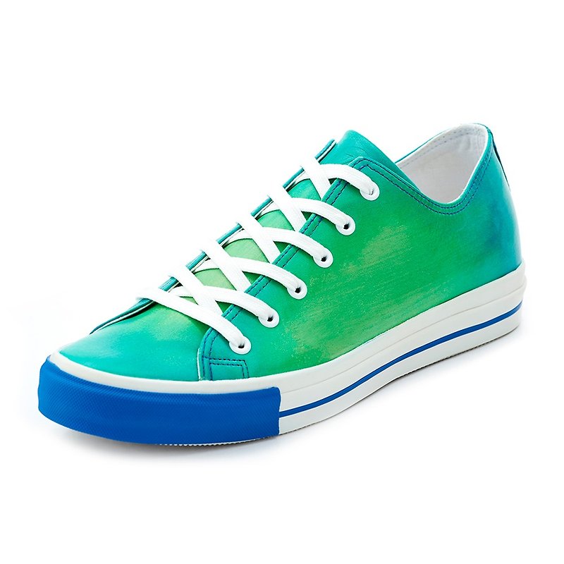 【PATINAS】NAPPA Sneakers – Turquoise - รองเท้าลำลองผู้ชาย - หนังแท้ สีน้ำเงิน