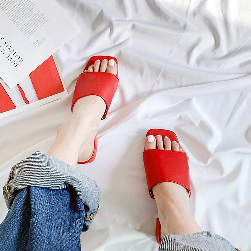 韓國人手製 MACMOC Mury (RED) 別緻露趾涼鞋 - 涼鞋 - 其他材質 