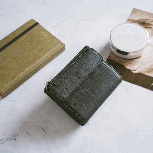 寇比手工皮件 Colbie Leather 【禮盒】真皮中性文青短夾 X0133 黑