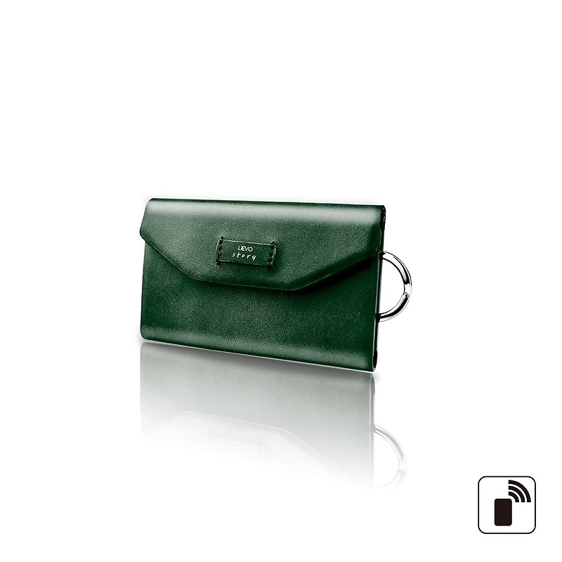 【LIEVO】STORY - Card Key Case_Black Jade Green - กระเป๋าสตางค์ - หนังแท้ สีเขียว