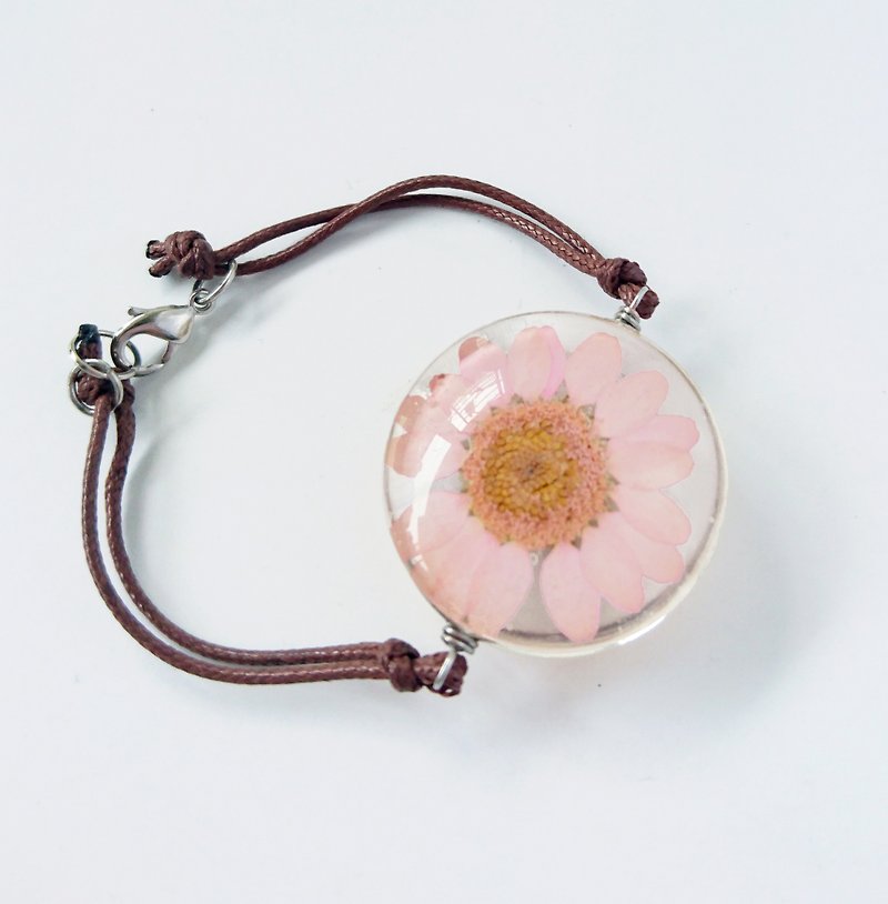 Pressed Pastel Pink Daisy Necklace - Bracelets - Glass Pink