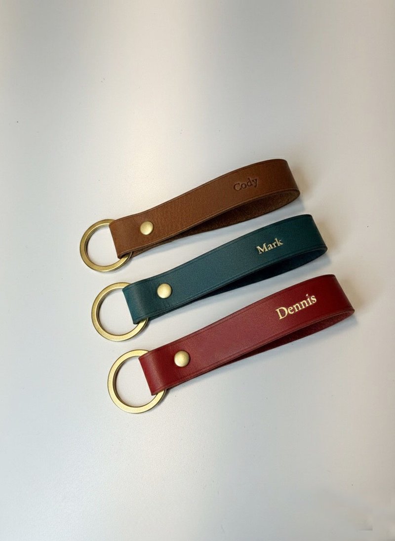 耶誕送禮提案  質感牛皮手作客製化 鑰匙圈 - 鑰匙圈/鑰匙包 - 真皮 紅色