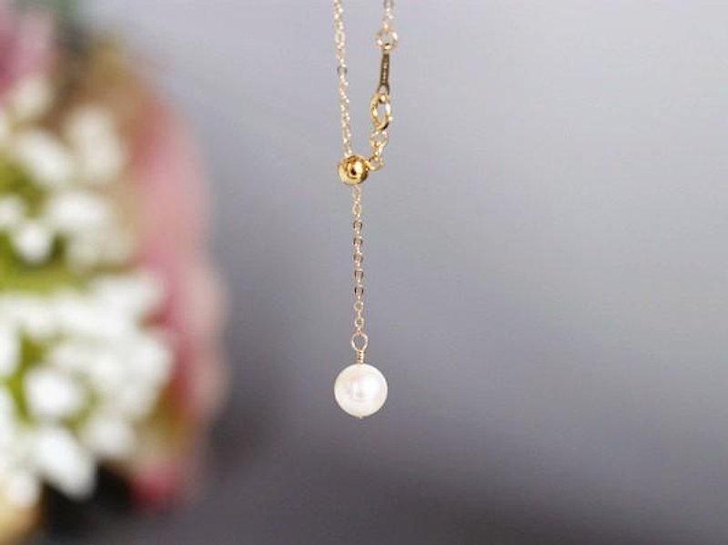 Top Quality Hanadama AKOYA Pearl Y-Necklace Size Adjustable June Birthstone - สร้อยคอ - เครื่องเพชรพลอย ขาว