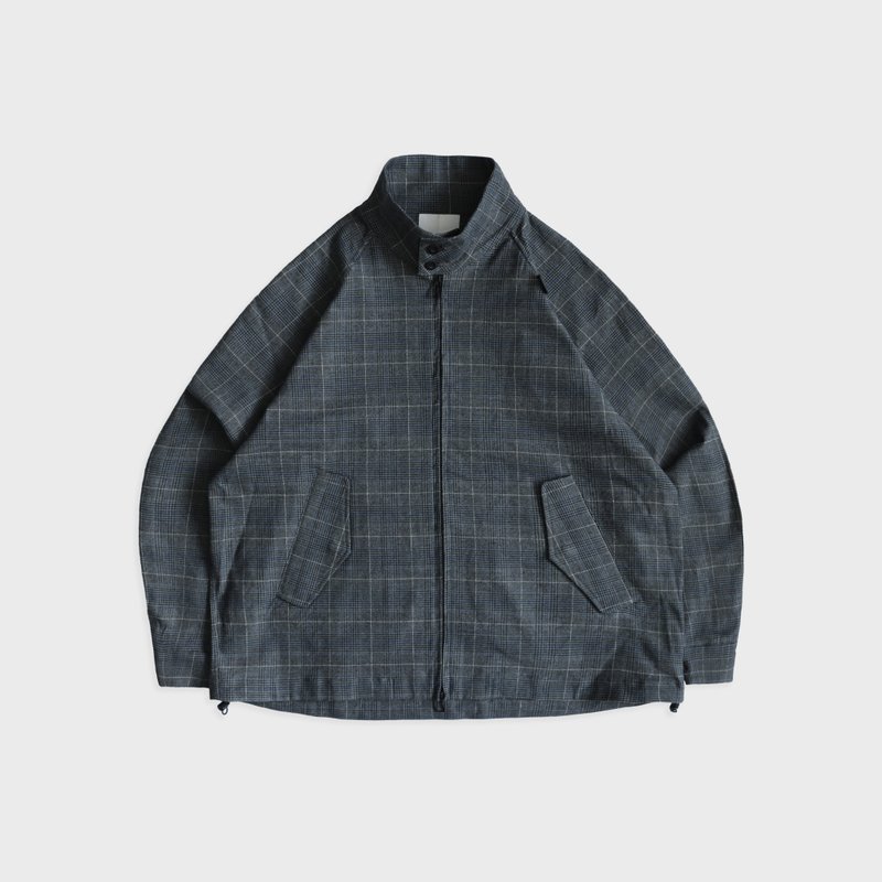 DYCTEAM - Brushed Plaid Harrington Jacket (gray) - เสื้อโค้ทผู้ชาย - วัสดุอื่นๆ สีเทา