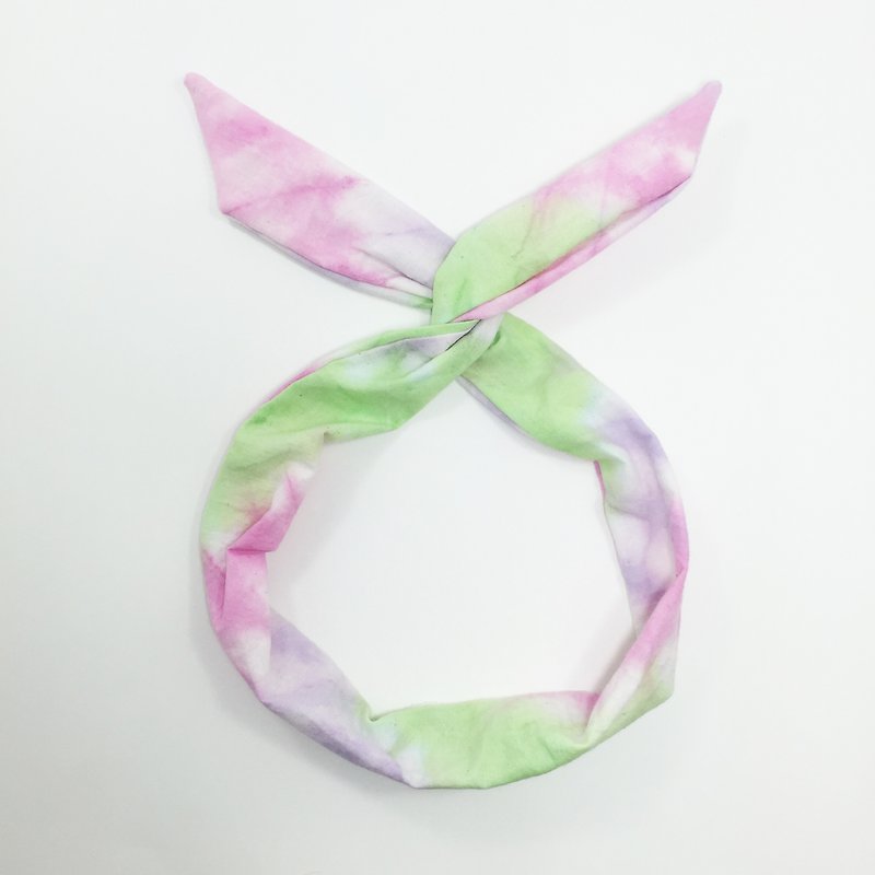 Tie dye/handmade/Headband [Sakura in the memory] - เครื่องประดับผม - ผ้าฝ้าย/ผ้าลินิน สึชมพู