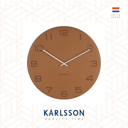 Ur Lifestyle 荷蘭Karlsson wall clock Vigorous brown 啡色仿皮革掛鐘
