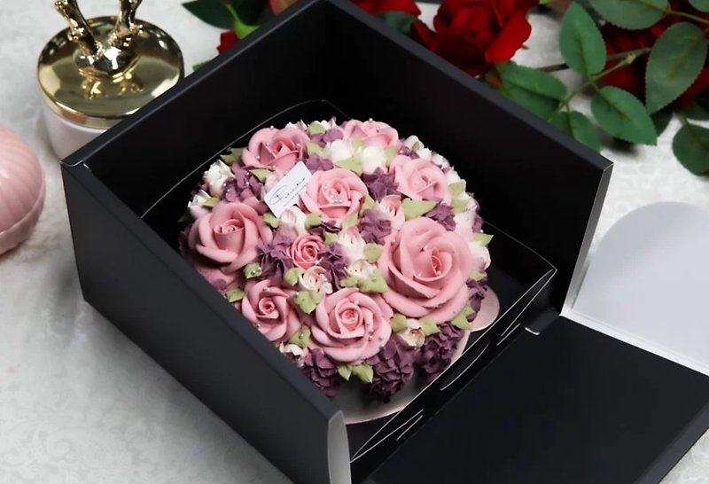 [Valentine's Day gift] 6 inches of spring / rose cake / birthday cake / flower cake / 5-7 days - เค้กและของหวาน - อาหารสด สึชมพู