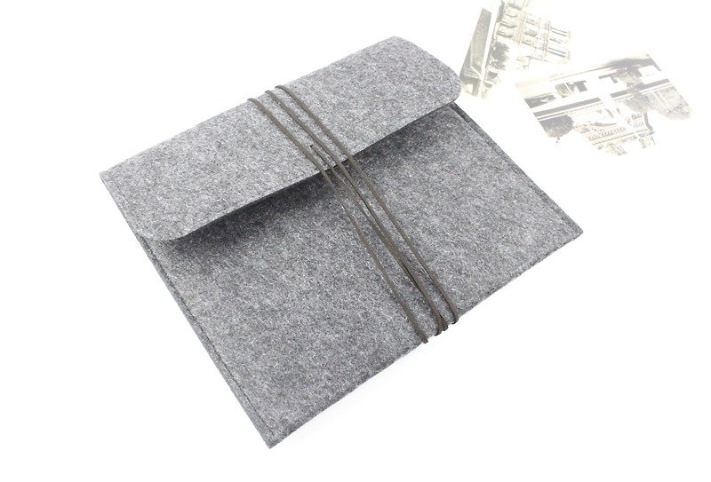 Original handmade dark gray blankets Apple computer protective sleeve blankets 9.7 inch iPad Pro laptop bag computer bag iPad Pro iPad 2017 (can be tailored) - 051 - Tablet & Laptop Cases - Other Materials 