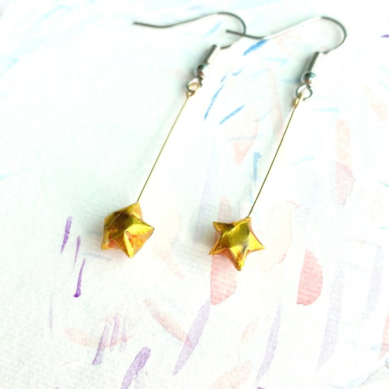 Shooting Star Earrings/ Ear Clips (Gold) - ต่างหู - เงินแท้ สีทอง