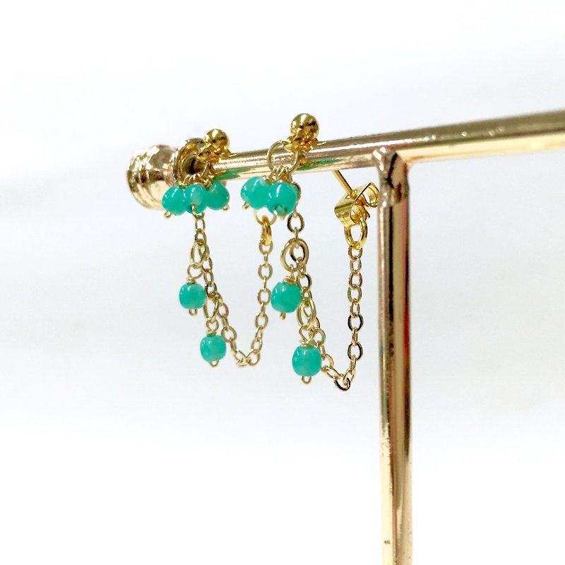 [Private message] Appointment. Mint green antique beads. 18KGP. Dangle earrings/earrings/earrings. - ต่างหู - แก้ว สีเขียว