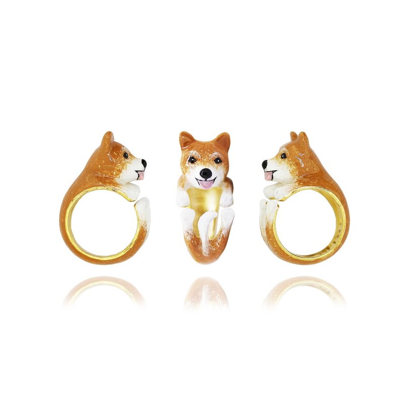 Shiba Inu ring‧Handmade by craftsman‧18K gold and Bronze - แหวนทั่วไป - ทองแดงทองเหลือง 