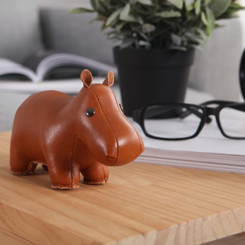 Zuny 【紙鎮】河馬 Hippo 皮革動物擺飾 | 入厝禮物