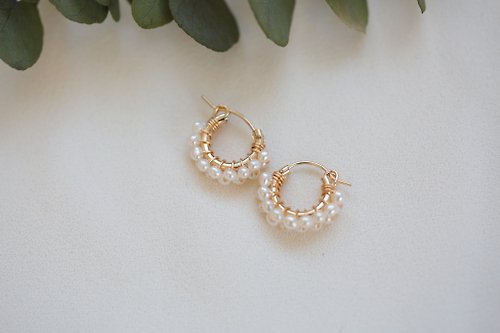 JieJie Jewelry HappyCircle1.5cm│雙層迷你珍珠款耳環 可夾式