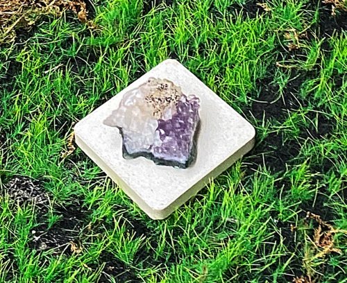 Rainbow Crystal 招財避邪-天然異象紫晶簇共生方解石及黑碧璽 紫水晶 財運水晶