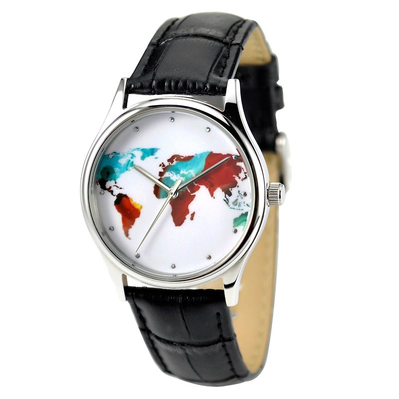 彩色世界地圖手錶 - 男女皆宜 - 全球免運費 - 女裝錶 - 其他金屬 多色