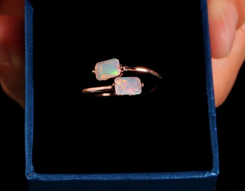 Opal Ring, Natural Opal Ring, Fire Opal, Genuine Opal, Opal Gemstone - แหวนทั่วไป - เงินแท้ 