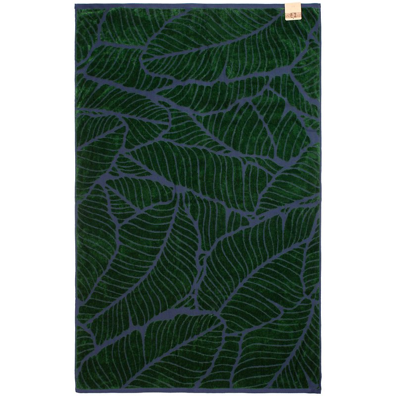 100% Cotton Towel in Leaf pattern (Dark Green and Blue) - Towels - Cotton & Hemp Green