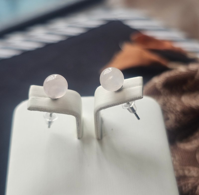 簡而美--粉晶耳環 - 耳環/耳夾/耳骨夾 - 半寶石 粉紅色