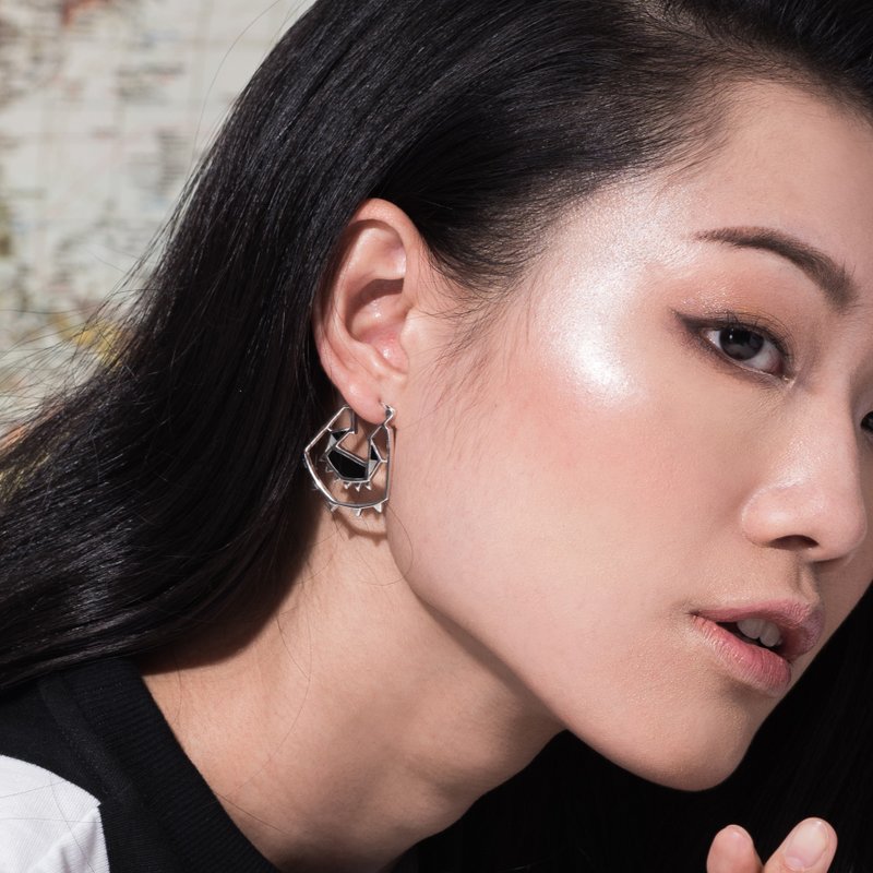 Pink Mosque : Earrings - 耳環/耳夾/耳骨夾 - 純銀 銀色