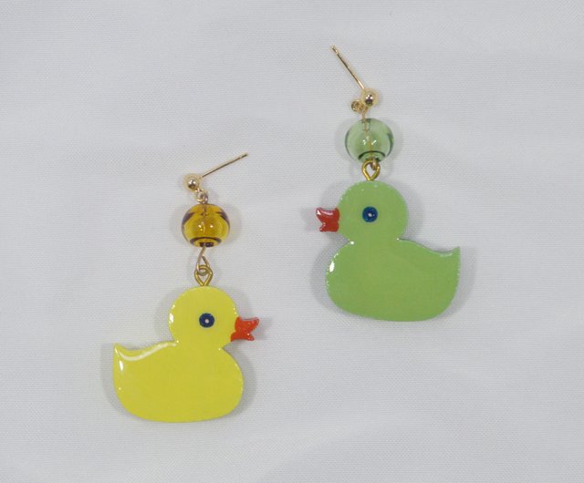 green rubber duckie earrings