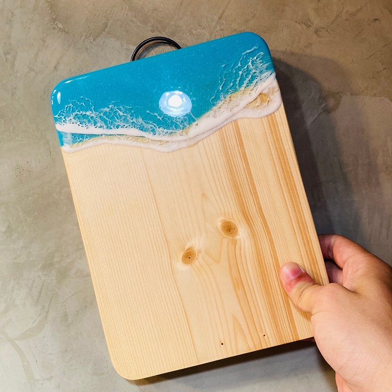 [Pleco Staghorn Fern] Wooden Tide Wave Top Board/Size M/Light Blue - Plants - Wood Blue