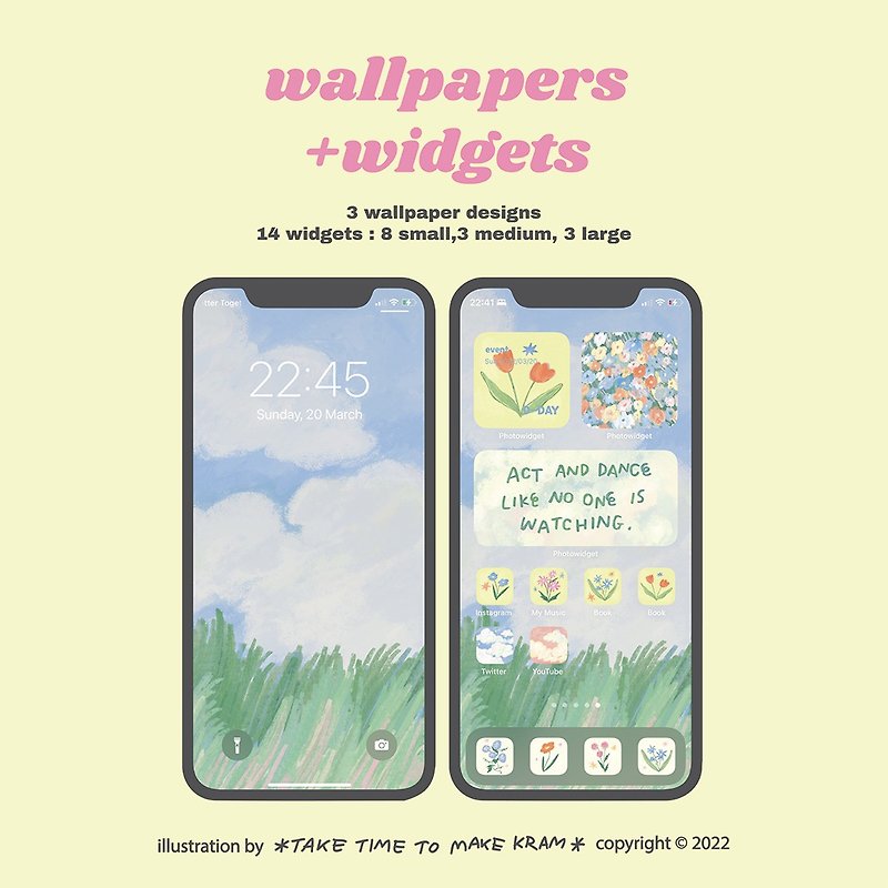 Digital Wallpapers + Widgets make you happy for Iphone - 貼圖包/電腦手機桌布/App 圖示 - 其他材質 多色