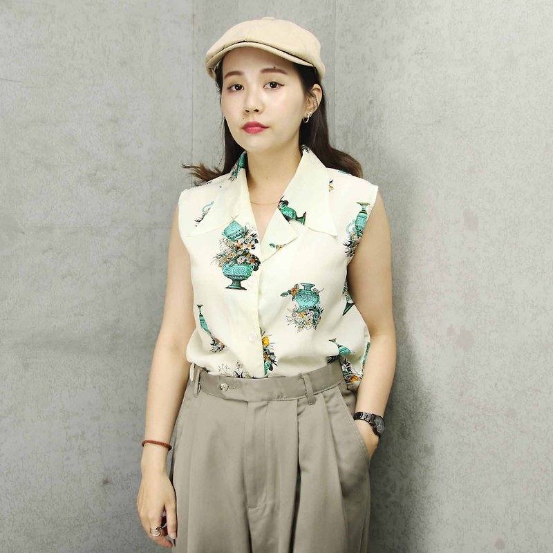 Tsubasa.Y Ancient House 001 Classical Porcelain Sleeveless Chiffon Top - Women's Vests - Polyester 