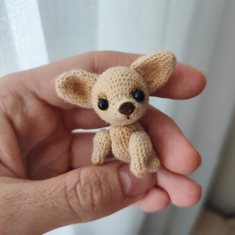 Chihuahua crochet. Miniature dog. Miniature amigurumi.  dog for dolls. - 公仔/玩偶 - 棉．麻 咖啡色