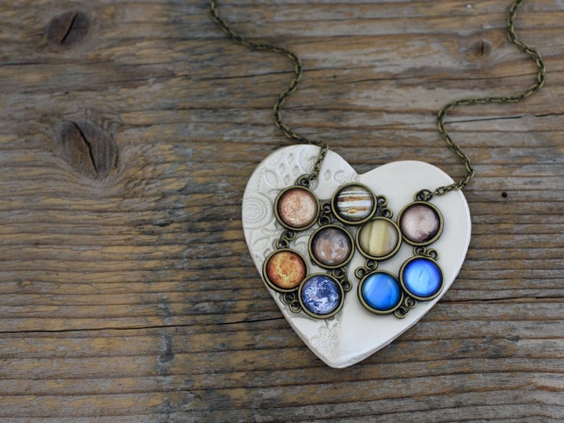 Solar System Necklace, Planets Necklace, Solar System, Planet Necklace, Only Planets Necklace, Space Necklace, Galaxy, Science Necklace - 項鍊 - 其他金屬 多色