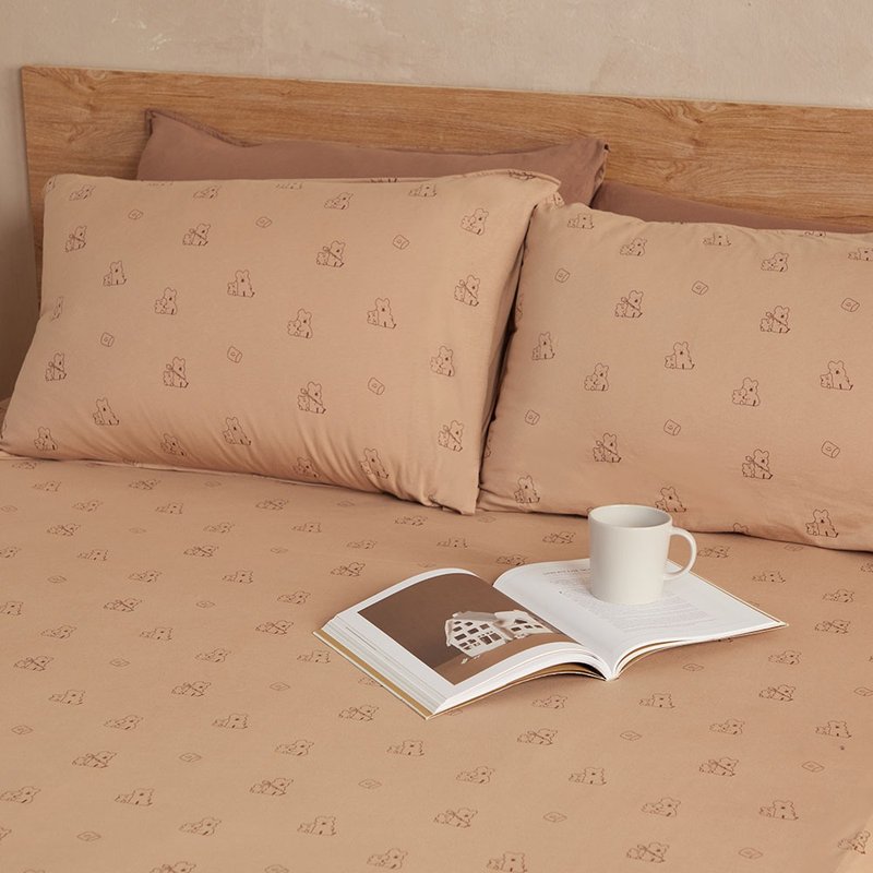DINOTAENG | QUOKKA & BOBO 純棉印花床包-大地棕 - 寢具/床單/被鋪 - 棉．麻 咖啡色