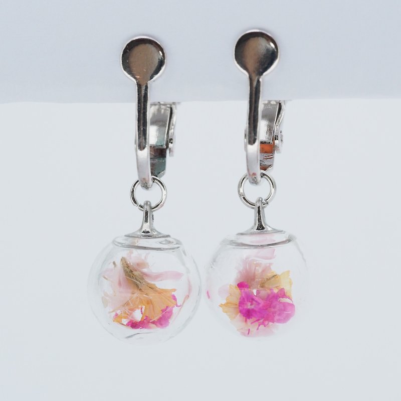 OMYWAY Handmade Dried Flower - Glass Globe - Earrings 1cm - Earrings & Clip-ons - Glass 