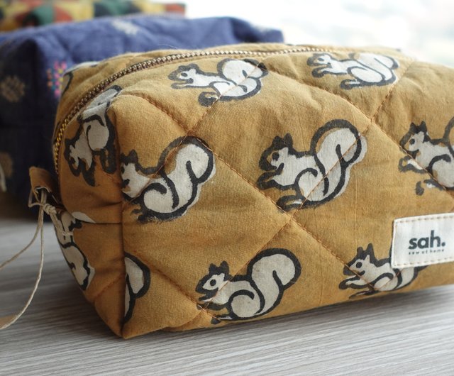 インド刺繍生地プリントキルトボックスポーチ - ショップ 