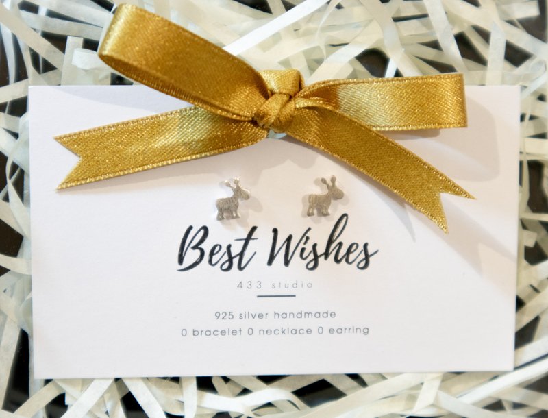 925 純銀 Christmas Deer 耳環。耳釘 - 耳環/耳夾/耳骨夾 - 銀 銀色