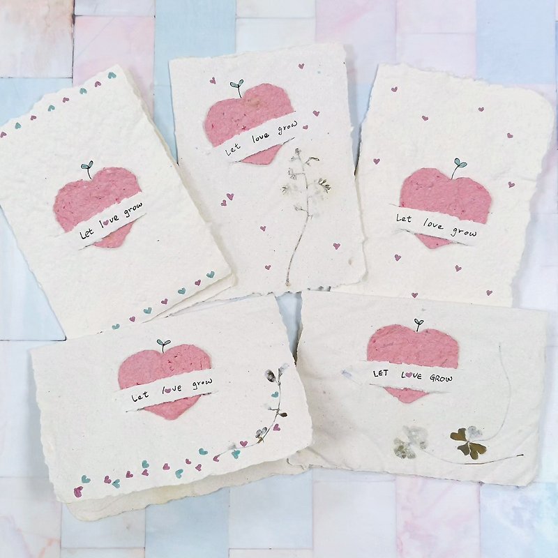 Valentine's Day cards that can be planted Let love grow Hand-painted handmade paper cards - การ์ด/โปสการ์ด - กระดาษ 