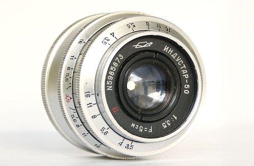 Russian photo Industar-50 red P 3.5/50 Soviet silver rangefinder lens KMZ M39 LTM mount