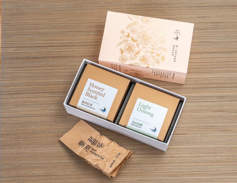 【臺灣藍鵲茶】雙入茶葉玫瑰金禮盒 - 茶葉/茶包 - 新鮮食材 粉紅色