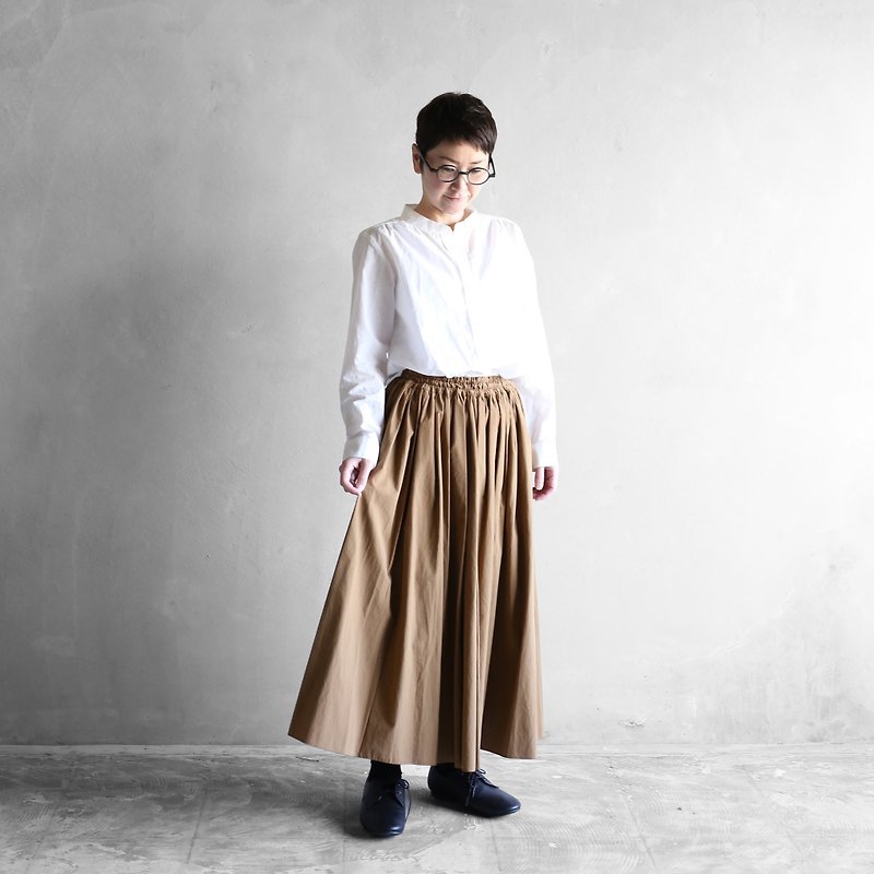 Copy soft cotton long skirt [Brown] - Skirts - Cotton & Hemp Brown