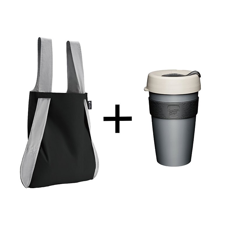 German Notabag Note Bag - Storm + Australia KeepCup Portable Coffee Cup L - Gentleman - กระเป๋าถือ - ผ้าฝ้าย/ผ้าลินิน สีดำ