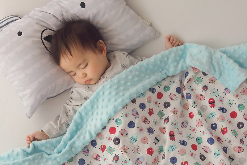 Hush Baby Handmade Receiving Blanket (Baby Monster+Opal Blue) - ผ้าปูที่นอน - วัสดุอื่นๆ หลากหลายสี