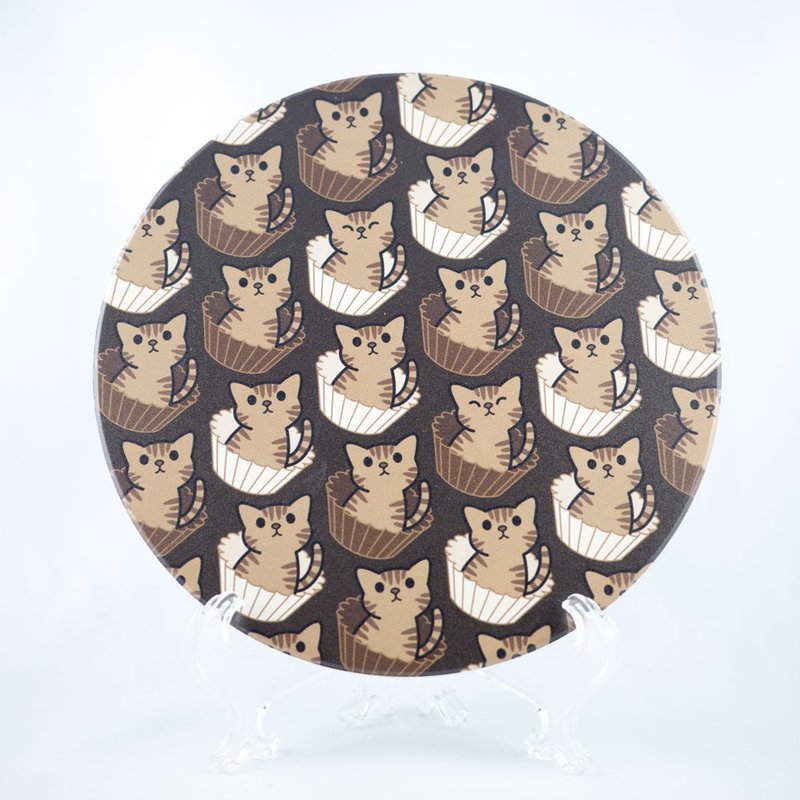 chocolate nyanmia chocolate cat pot pad pan pad teapot pad flower pot pad space decoration - Coasters - Pottery Brown