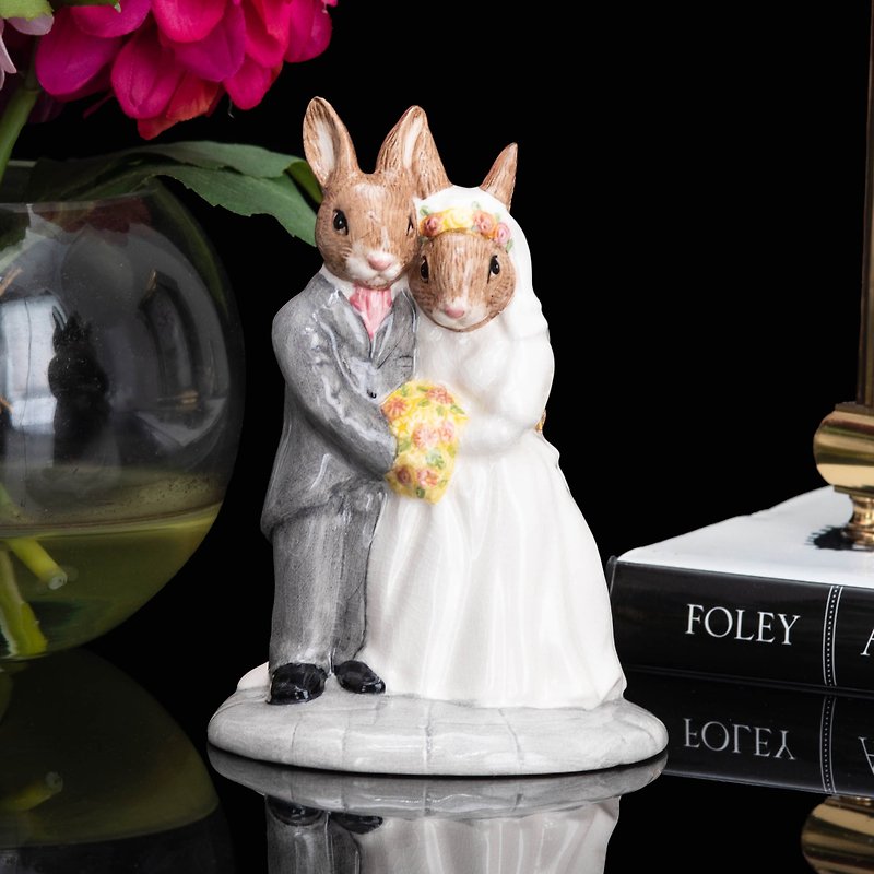 英國Royal Doulton班尼兔Bunnykins Wedding Day手工陶瓷工藝擺飾 - 玩偶/公仔 - 瓷 