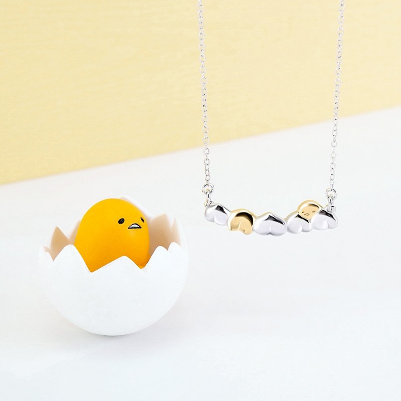 Gudetama 10th Anniversary Series - Egg Yolk Brother Sterling Silver Necklace for Lazy Birthday - Necklaces - Other Metals Gold