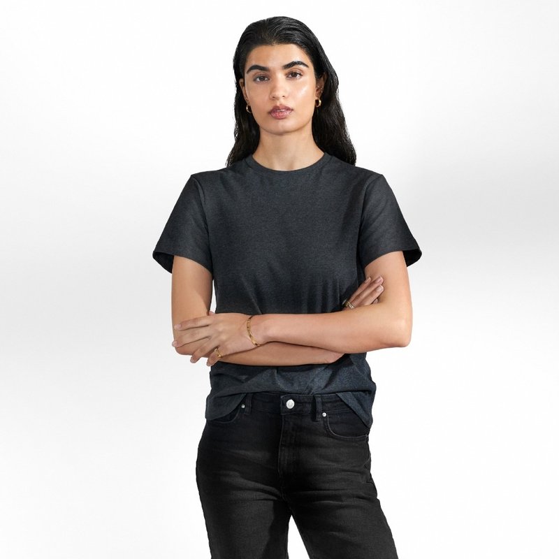 Bread & Boxers Crew-Neck Cotton 純有機棉女用圓領T - 深灰 - 女 T 恤 - 棉．麻 灰色