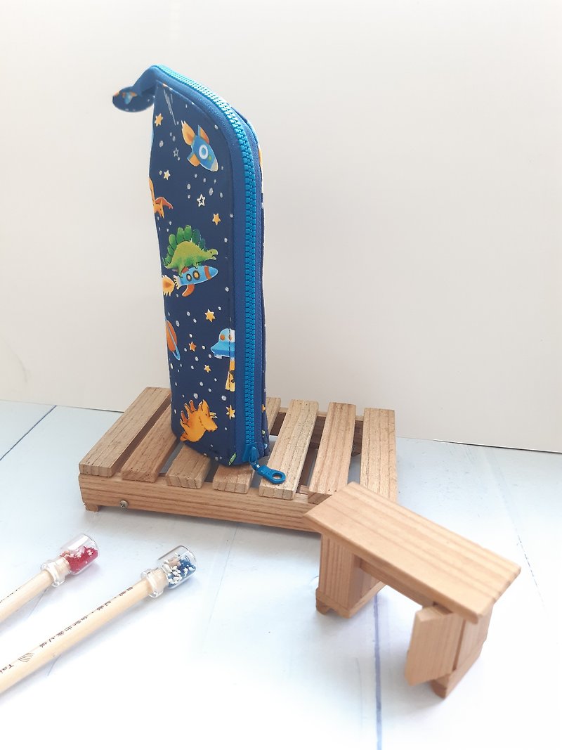 Dinosaur Touring Space Upright Pencil Case-Exchange Gifts on Christmas Graduate Day - Pencil Cases - Cotton & Hemp 