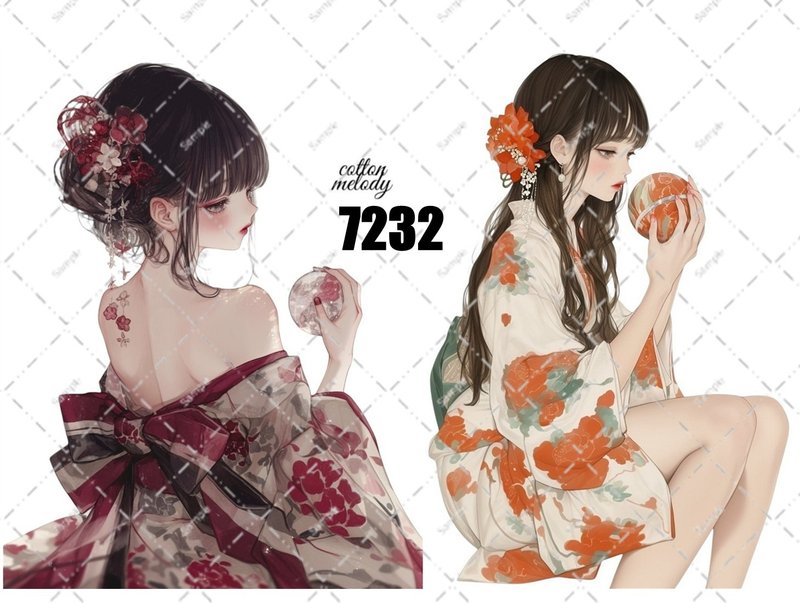 original sticker no.7232 人物ステッカー オリジナルステッカー 人物ステッカー 女の子ステッカー オリジナル人物ステッカー - 貼紙 - 紙 