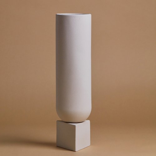JL OCTOBER LAB 築系列-椎石 北歐現代小眾極簡花器 淺白創意花器 純手作陶瓷
